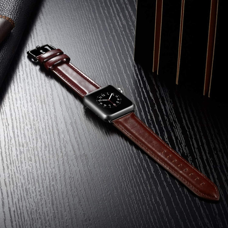 Lisslune | Black Buckle Leather Watch Band for Apple Watch Series 10 42 mm / 9&8&7 41 mm / SE 3&SE 2&6&SE&5&4 40 mm / 3&2&1 38 mm (Dark Brown)