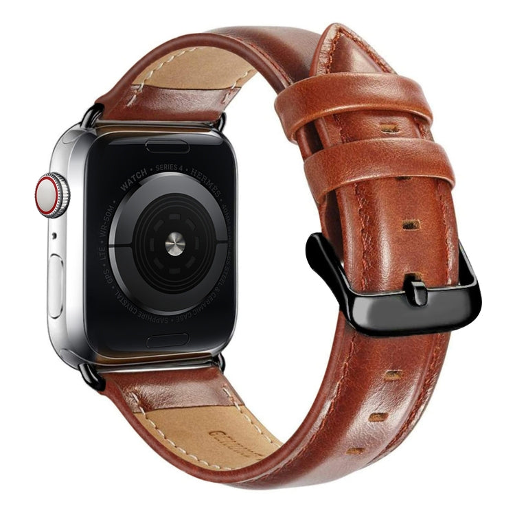 Lisslune | Black Buckle Leather Watch Strap for Apple Watch Series 10 42mm / 9&8&7 41mm / SE 3&SE 2&6&SE&5&4 40mm / 3&2&1 38mm (Brown)