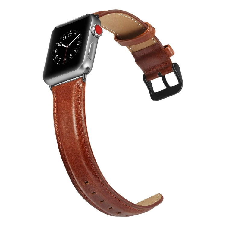Lisslune | Black Buckle Leather Watch Strap for Apple Watch Series 10 42mm / 9&8&7 41mm / SE 3&SE 2&6&SE&5&4 40mm / 3&2&1 38mm (Brown)