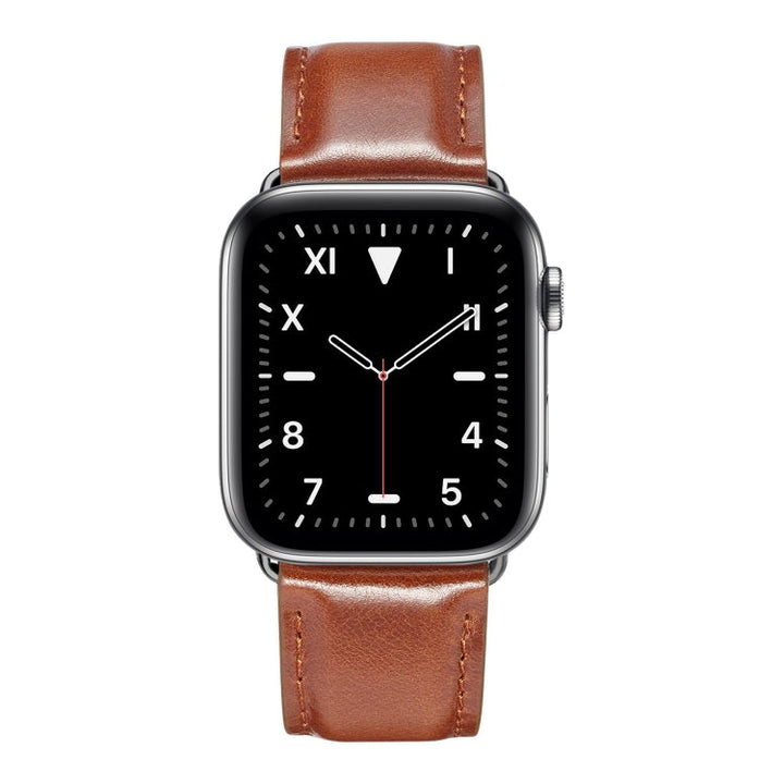 Lisslune | Black Buckle Leather Watch Strap for Apple Watch Ultra 49mm & Watch Ultra 2 49mm / Series 10 46mm / 9 & 8 & 7 45mm / SE 3 & SE 2 & 6 & SE & 5 & 4 44mm / 3 & 2 & 1 42mm (Brown)