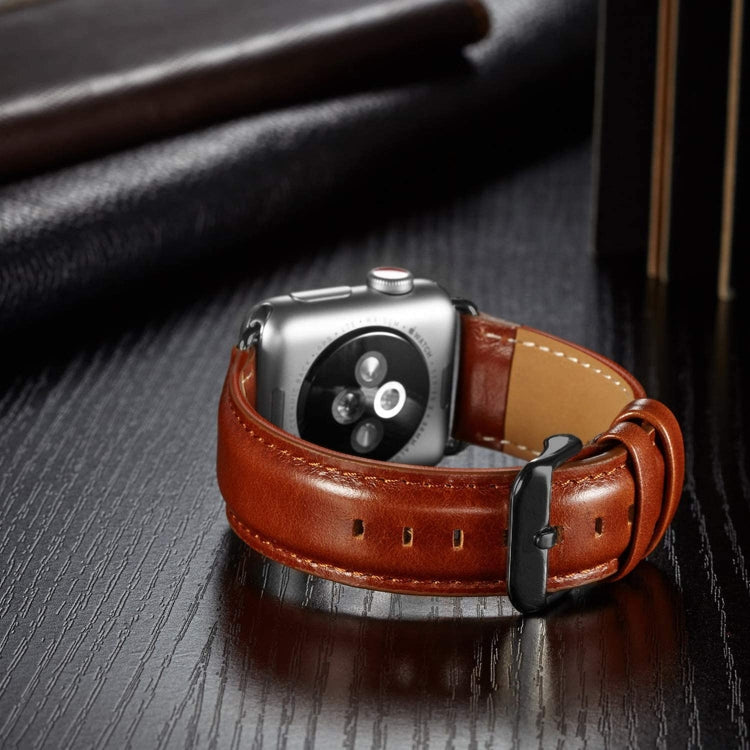Lisslune | Black Buckle Leather Watch Strap for Apple Watch Ultra 49mm & Watch Ultra 2 49mm / Series 10 46mm / 9 & 8 & 7 45mm / SE 3 & SE 2 & 6 & SE & 5 & 4 44mm / 3 & 2 & 1 42mm (Brown)