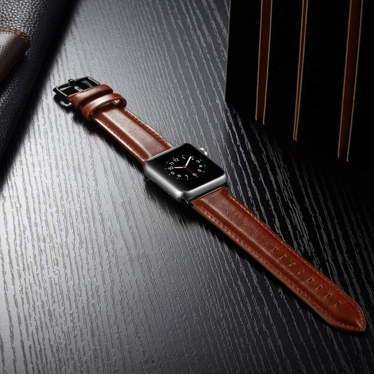 Lisslune | Black Buckle Leather Watch Strap for Apple Watch Ultra 49mm & Watch Ultra 2 49mm / Series 10 46mm / 9 & 8 & 7 45mm / SE 3 & SE 2 & 6 & SE & 5 & 4 44mm / 3 & 2 & 1 42mm (Brown)