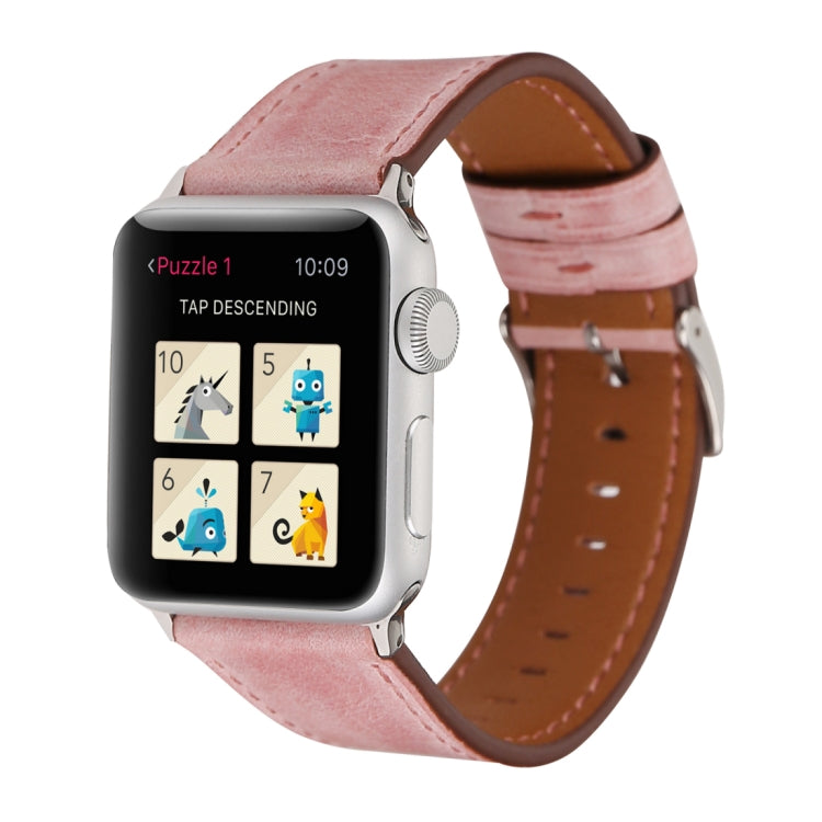 Lisslune | For Apple Watch Series 10 42mm / 9&8&7 41mm / SE 3&SE 2&6&SE&5&4 40mm / 3&2&1 38mm Fresh Style Leather Watch Band (Pink)