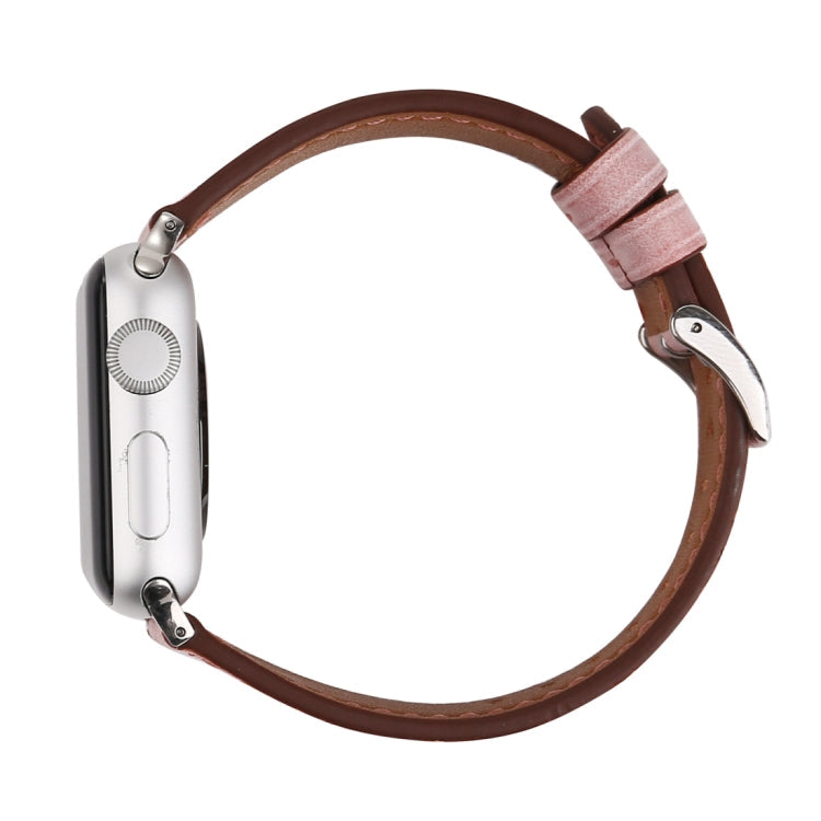 Lisslune | For Apple Watch Series 10 42mm / 9&8&7 41mm / SE 3&SE 2&6&SE&5&4 40mm / 3&2&1 38mm Fresh Style Leather Watch Band (Pink)