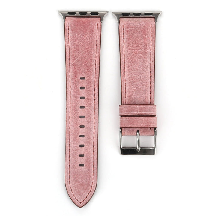 Lisslune | For Apple Watch Series 10 42mm / 9&8&7 41mm / SE 3&SE 2&6&SE&5&4 40mm / 3&2&1 38mm Fresh Style Leather Watch Band (Pink)