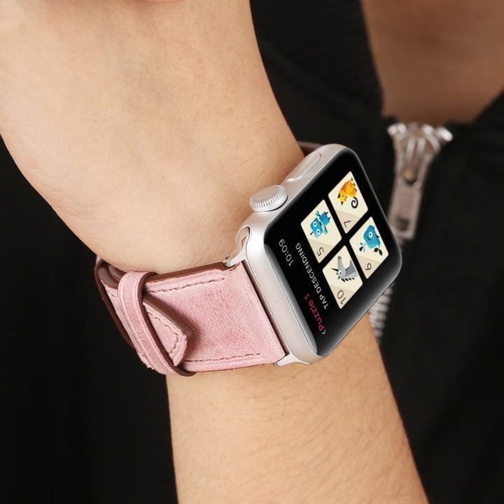Lisslune | For Apple Watch Series 10 42mm / 9&8&7 41mm / SE 3&SE 2&6&SE&5&4 40mm / 3&2&1 38mm Fresh Style Leather Watch Band (Pink)