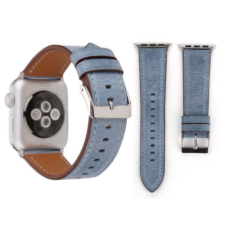Lisslune | For Apple Watch Series 10 42mm / 9&8&7 41mm / SE 3&SE 2&6&SE&5&4 40mm / 3&2&1 38mm Fresh Style Leather Watch Band (Blue)