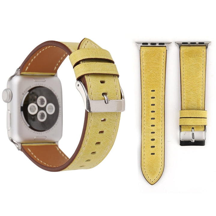 Lisslune | For Apple Watch Series 10 42mm / 9&8&7 41mm / SE 3&SE 2&6&SE&5&4 40mm / 3&2&1 38mm Fresh Style Leather Strap (Yellow)