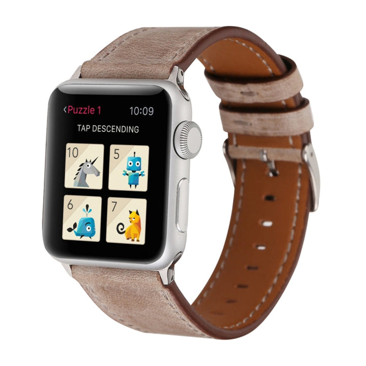 Lisslune | For Apple Watch Series 10 42mm / 9&8&7 41mm / SE 3&SE 2&6&SE&5&4 40mm / 3&2&1 38mm Fresh Style Leather Watch Band (Brown)