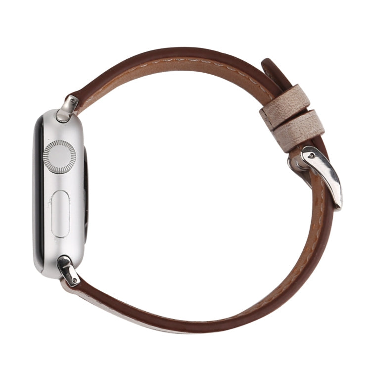 Lisslune | For Apple Watch Series 10 42mm / 9&8&7 41mm / SE 3&SE 2&6&SE&5&4 40mm / 3&2&1 38mm Fresh Style Leather Watch Band (Brown)
