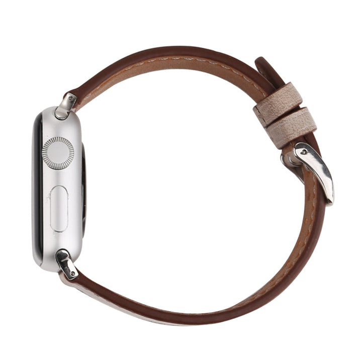 Lisslune | For Apple Watch Series 10 42mm / 9&8&7 41mm / SE 3&SE 2&6&SE&5&4 40mm / 3&2&1 38mm Fresh Style Leather Watch Band (Brown)