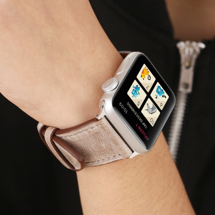 Lisslune | For Apple Watch Series 10 42mm / 9&8&7 41mm / SE 3&SE 2&6&SE&5&4 40mm / 3&2&1 38mm Fresh Style Leather Watch Band (Brown)