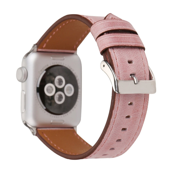Lisslune | For Apple Watch Ultra 49mm & Watch Ultra 2 49mm / Series 10 46mm / 9 & 8 & 7 45mm / SE 3 & SE 2 & 6 & SE & 5 & 4 44mm / 3 & 2 & 1 42mm Fresh Style Leather Watch Strap (Pink)