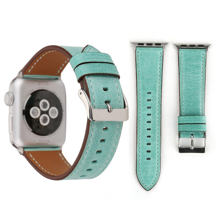 Lisslune | For Apple Watch Ultra 49mm & Watch Ultra 2 49mm / Series 10 46mm / 9 & 8 & 7 45mm / SE 3 & SE 2 & 6 & SE & 5 & 4 44mm / 3 & 2 & 1 42mm Fresh Style Leather Watch Band (Green)