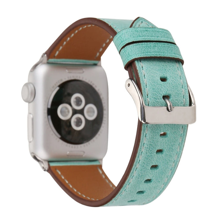 Lisslune | For Apple Watch Ultra 49mm & Watch Ultra 2 49mm / Series 10 46mm / 9 & 8 & 7 45mm / SE 3 & SE 2 & 6 & SE & 5 & 4 44mm / 3 & 2 & 1 42mm Fresh Style Leather Watch Band (Green)