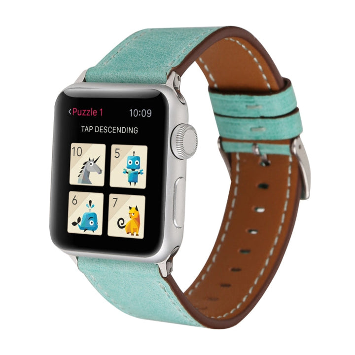 Lisslune | For Apple Watch Ultra 49mm & Watch Ultra 2 49mm / Series 10 46mm / 9 & 8 & 7 45mm / SE 3 & SE 2 & 6 & SE & 5 & 4 44mm / 3 & 2 & 1 42mm Fresh Style Leather Watch Band (Green)