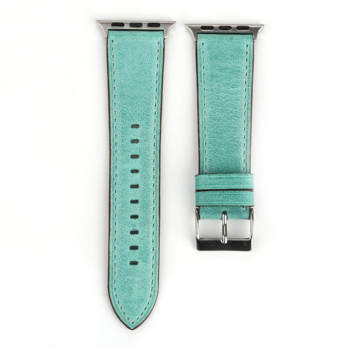 Lisslune | For Apple Watch Ultra 49mm & Watch Ultra 2 49mm / Series 10 46mm / 9 & 8 & 7 45mm / SE 3 & SE 2 & 6 & SE & 5 & 4 44mm / 3 & 2 & 1 42mm Fresh Style Leather Watch Band (Green)
