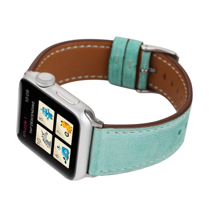 Lisslune | For Apple Watch Ultra 49mm & Watch Ultra 2 49mm / Series 10 46mm / 9 & 8 & 7 45mm / SE 3 & SE 2 & 6 & SE & 5 & 4 44mm / 3 & 2 & 1 42mm Fresh Style Leather Watch Band (Green)
