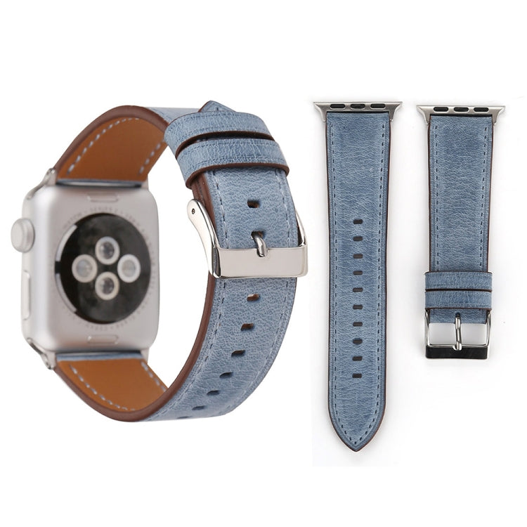 Lisslune | For Apple Watch Ultra 49mm & Watch Ultra 2 49mm / Series 10 46mm / 9 & 8 & 7 45mm / SE 3 & SE 2 & 6 & SE & 5 & 4 44mm / 3 & 2 & 1 42mm Fresh Style Leather Watch Band (Blue)