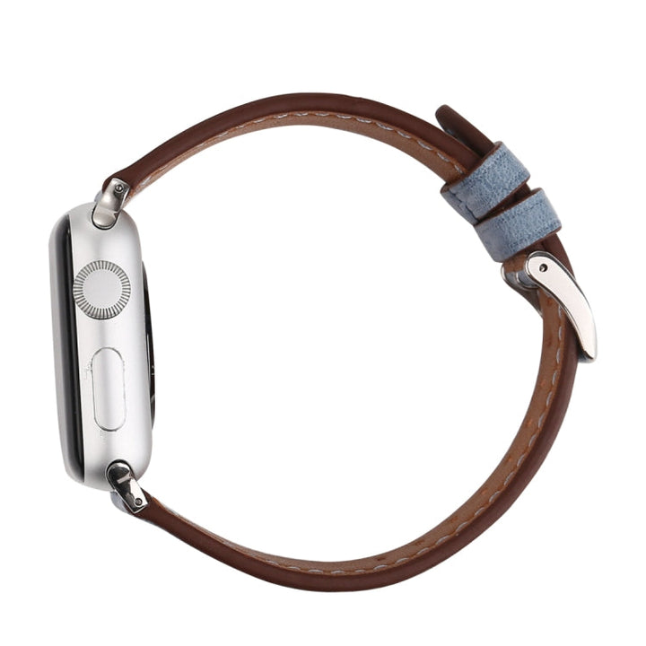 Lisslune | For Apple Watch Ultra 49mm & Watch Ultra 2 49mm / Series 10 46mm / 9 & 8 & 7 45mm / SE 3 & SE 2 & 6 & SE & 5 & 4 44mm / 3 & 2 & 1 42mm Fresh Style Leather Watch Band (Blue)