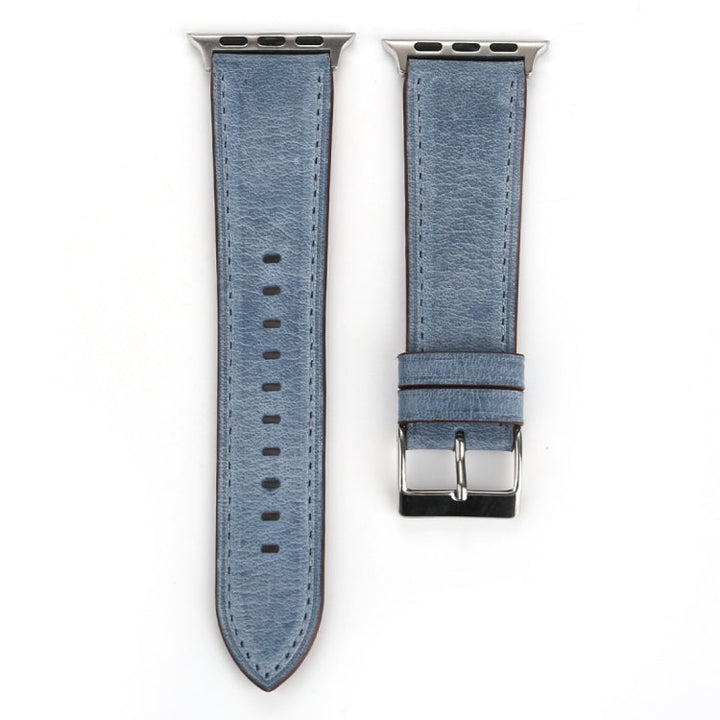 Lisslune | For Apple Watch Ultra 49mm & Watch Ultra 2 49mm / Series 10 46mm / 9 & 8 & 7 45mm / SE 3 & SE 2 & 6 & SE & 5 & 4 44mm / 3 & 2 & 1 42mm Fresh Style Leather Watch Band (Blue)
