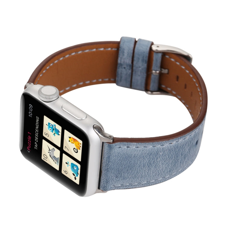 Lisslune | For Apple Watch Ultra 49mm & Watch Ultra 2 49mm / Series 10 46mm / 9 & 8 & 7 45mm / SE 3 & SE 2 & 6 & SE & 5 & 4 44mm / 3 & 2 & 1 42mm Fresh Style Leather Watch Band (Blue)