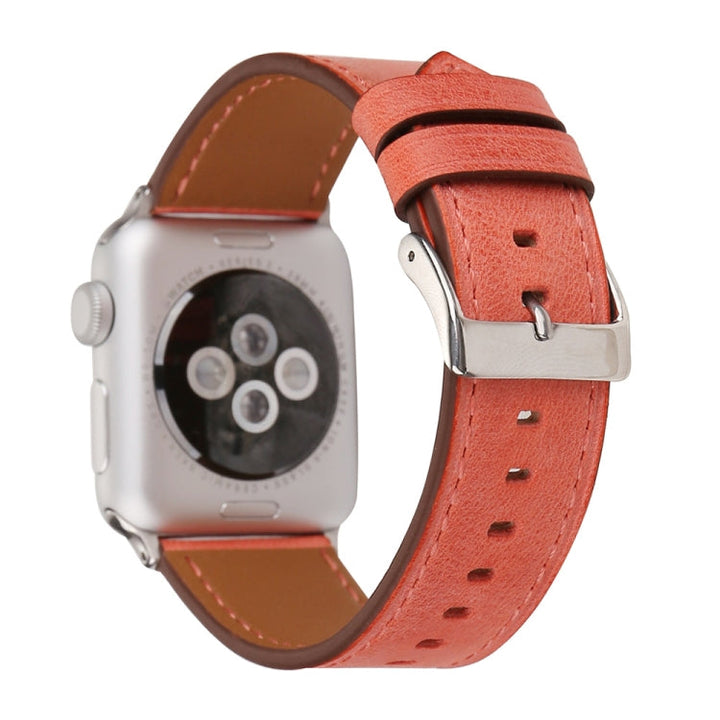 Lisslune | For Apple Watch Ultra 49mm & Watch Ultra 2 49mm / Series 10 46mm / 9 & 8 & 7 45mm / SE 3 & SE 2 & 6 & SE & 5 & 4 44mm / 3 & 2 & 1 42mm Fresh Style Leather Watch Band (Red)