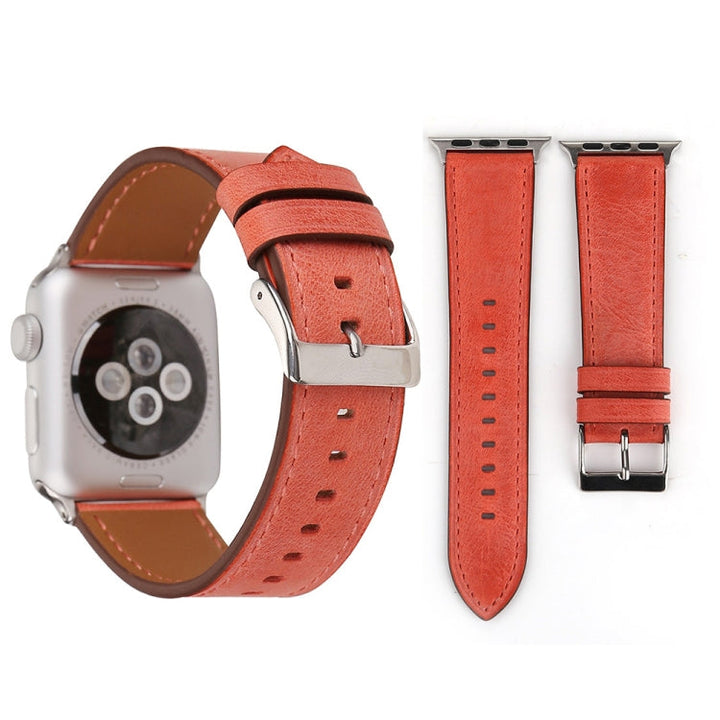 Lisslune | For Apple Watch Ultra 49mm & Watch Ultra 2 49mm / Series 10 46mm / 9 & 8 & 7 45mm / SE 3 & SE 2 & 6 & SE & 5 & 4 44mm / 3 & 2 & 1 42mm Fresh Style Leather Watch Band (Red)