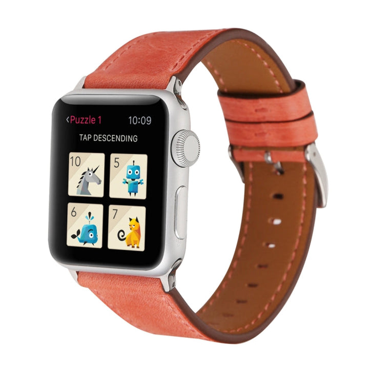 Lisslune | For Apple Watch Ultra 49mm & Watch Ultra 2 49mm / Series 10 46mm / 9 & 8 & 7 45mm / SE 3 & SE 2 & 6 & SE & 5 & 4 44mm / 3 & 2 & 1 42mm Fresh Style Leather Watch Band (Red)