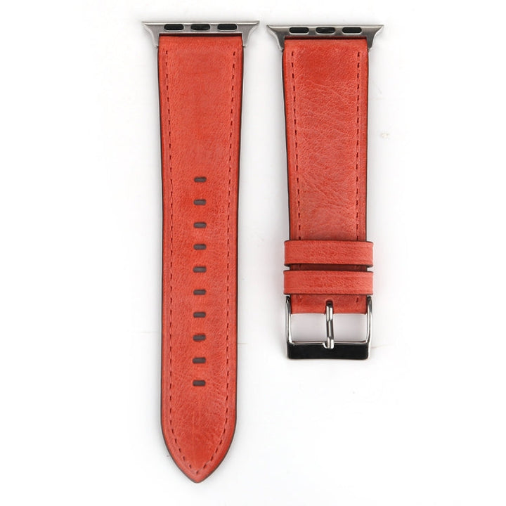 Lisslune | For Apple Watch Ultra 49mm & Watch Ultra 2 49mm / Series 10 46mm / 9 & 8 & 7 45mm / SE 3 & SE 2 & 6 & SE & 5 & 4 44mm / 3 & 2 & 1 42mm Fresh Style Leather Watch Band (Red)