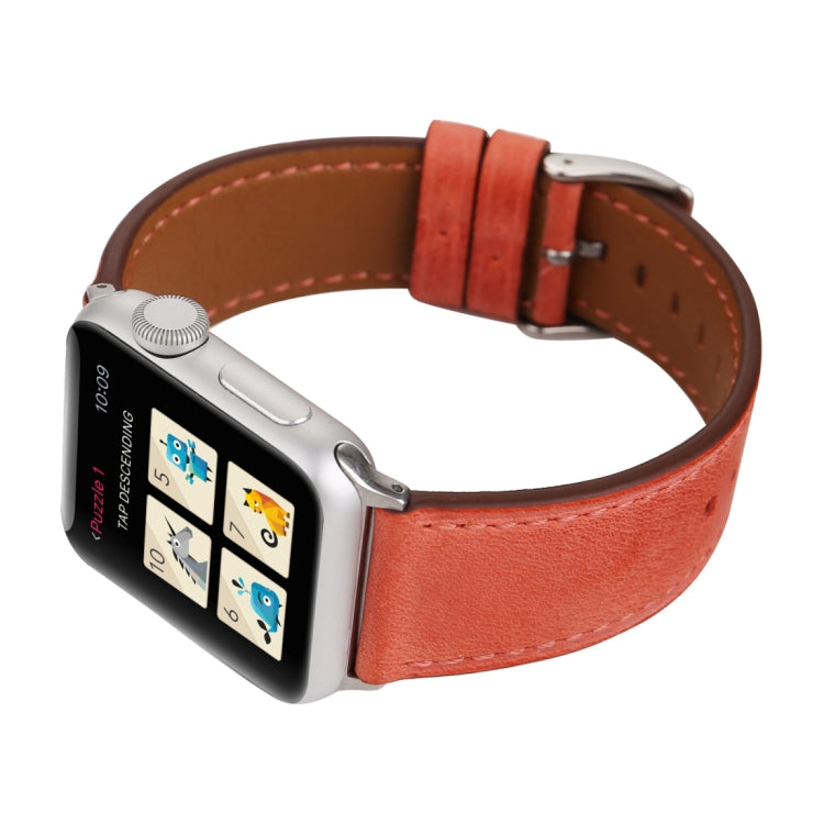 Lisslune | For Apple Watch Ultra 49mm & Watch Ultra 2 49mm / Series 10 46mm / 9 & 8 & 7 45mm / SE 3 & SE 2 & 6 & SE & 5 & 4 44mm / 3 & 2 & 1 42mm Fresh Style Leather Watch Band (Red)