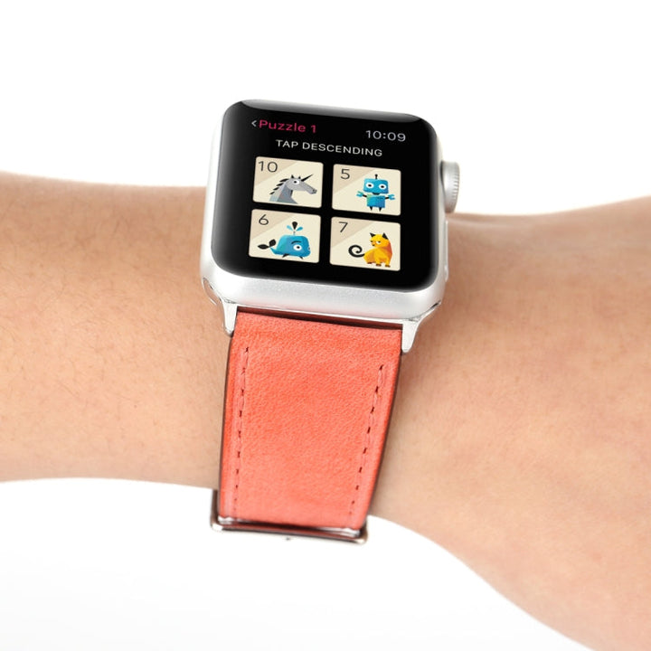 Lisslune | For Apple Watch Ultra 49mm & Watch Ultra 2 49mm / Series 10 46mm / 9 & 8 & 7 45mm / SE 3 & SE 2 & 6 & SE & 5 & 4 44mm / 3 & 2 & 1 42mm Fresh Style Leather Watch Band (Red)