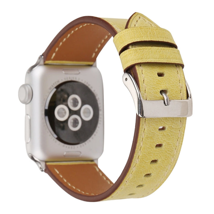 Lisslune | For Apple Watch Ultra 49mm & Watch Ultra 2 49mm / Series 10 46mm / 9 & 8 & 7 45mm / SE 3 & SE 2 & 6 & SE & 5 & 4 44mm / 3 & 2 & 1 42mm Fresh Style Leather Watch Strap (Yellow)