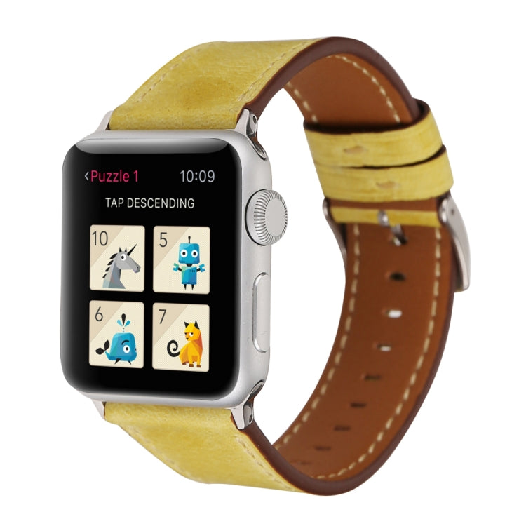 Lisslune | For Apple Watch Ultra 49mm & Watch Ultra 2 49mm / Series 10 46mm / 9 & 8 & 7 45mm / SE 3 & SE 2 & 6 & SE & 5 & 4 44mm / 3 & 2 & 1 42mm Fresh Style Leather Watch Strap (Yellow)