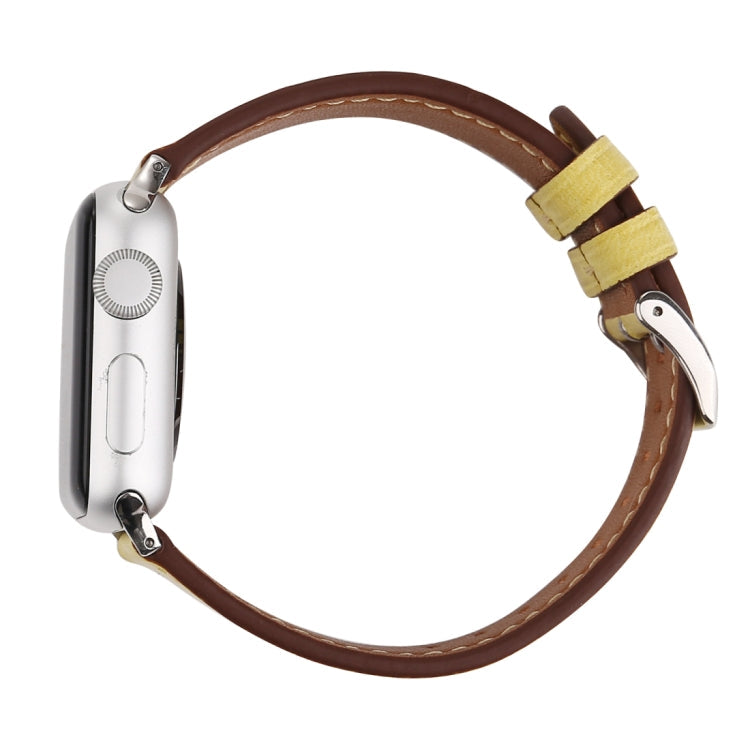 Lisslune | For Apple Watch Ultra 49mm & Watch Ultra 2 49mm / Series 10 46mm / 9 & 8 & 7 45mm / SE 3 & SE 2 & 6 & SE & 5 & 4 44mm / 3 & 2 & 1 42mm Fresh Style Leather Watch Strap (Yellow)
