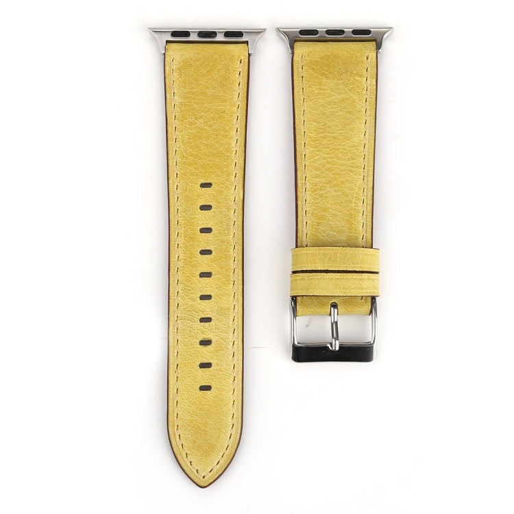 Lisslune | For Apple Watch Ultra 49mm & Watch Ultra 2 49mm / Series 10 46mm / 9 & 8 & 7 45mm / SE 3 & SE 2 & 6 & SE & 5 & 4 44mm / 3 & 2 & 1 42mm Fresh Style Leather Watch Strap (Yellow)