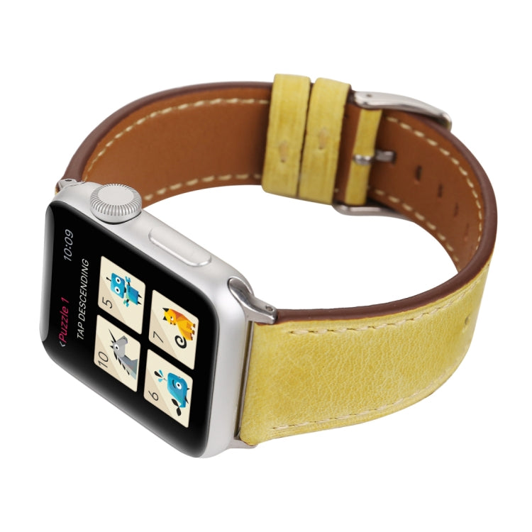 Lisslune | For Apple Watch Ultra 49mm & Watch Ultra 2 49mm / Series 10 46mm / 9 & 8 & 7 45mm / SE 3 & SE 2 & 6 & SE & 5 & 4 44mm / 3 & 2 & 1 42mm Fresh Style Leather Watch Strap (Yellow)
