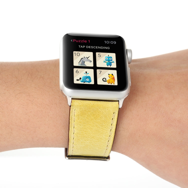 Lisslune | For Apple Watch Ultra 49mm & Watch Ultra 2 49mm / Series 10 46mm / 9 & 8 & 7 45mm / SE 3 & SE 2 & 6 & SE & 5 & 4 44mm / 3 & 2 & 1 42mm Fresh Style Leather Watch Strap (Yellow)