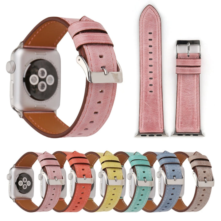 Lisslune | For Apple Watch Ultra 49mm & Watch Ultra 2 49mm / Series 10 46mm / 9 & 8 & 7 45mm / SE 3 & SE 2 & 6 & SE & 5 & 4 44mm / 3 & 2 & 1 42mm Fresh Style Leather Watch Band (Green)