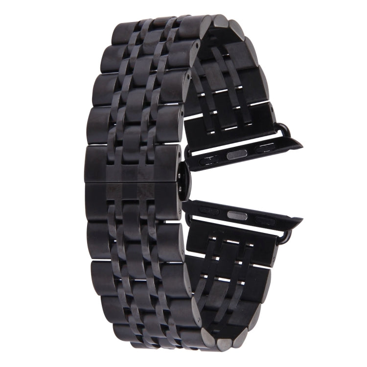 Lisslune | 22 mm Men's Hidden Butterfly Buckle 7 Pearls Stainless Steel Bracelet for Apple Watch 38 mm (Black)