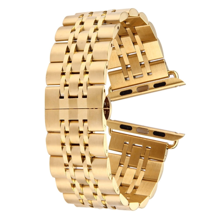 Lisslune | 22mm Men's hidden butterfly buckle 7 pearls stainless steel watch band for Apple Watch 38mm (Gold)