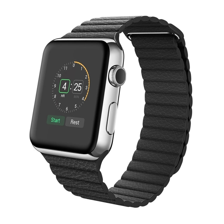 Lisslune | For Apple Watch 38mm Loop Magnetic Closure Clasp PU Leather Bracelet (Black)