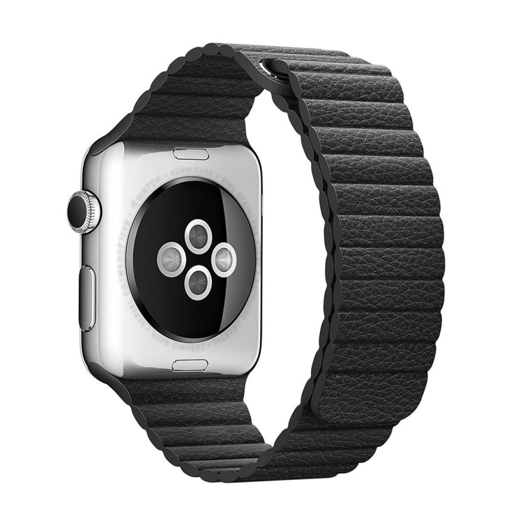 Lisslune | For Apple Watch 38mm Loop Magnetic Closure Clasp PU Leather Bracelet (Black)