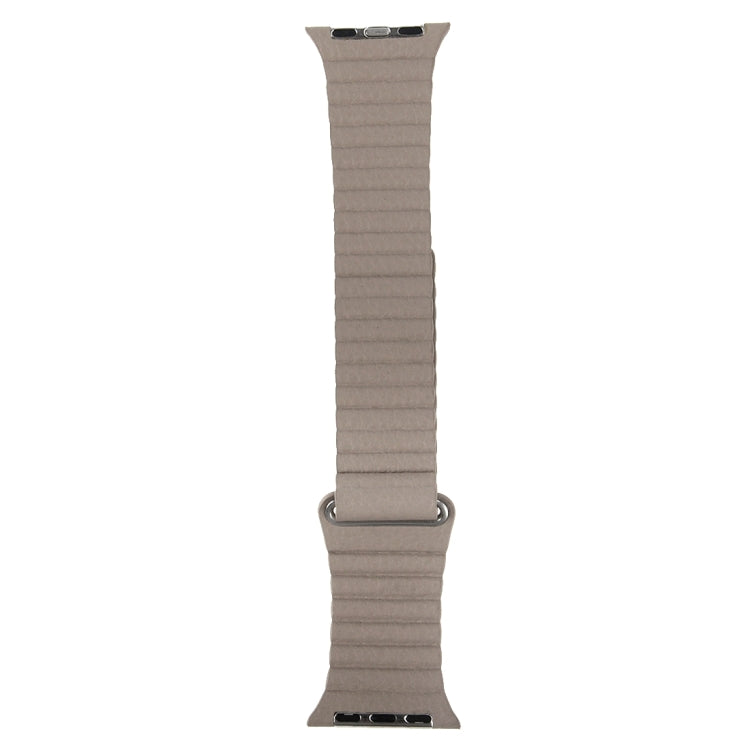 Lisslune | For Apple Watch 38mm Loop Magnetic Closure Buckle PU Leather Watch Band (Khaki)
