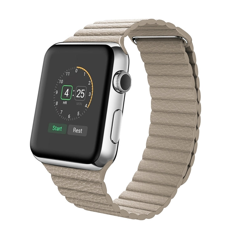 Lisslune | For Apple Watch 38mm Loop Magnetic Closure Buckle PU Leather Watch Band (Khaki)