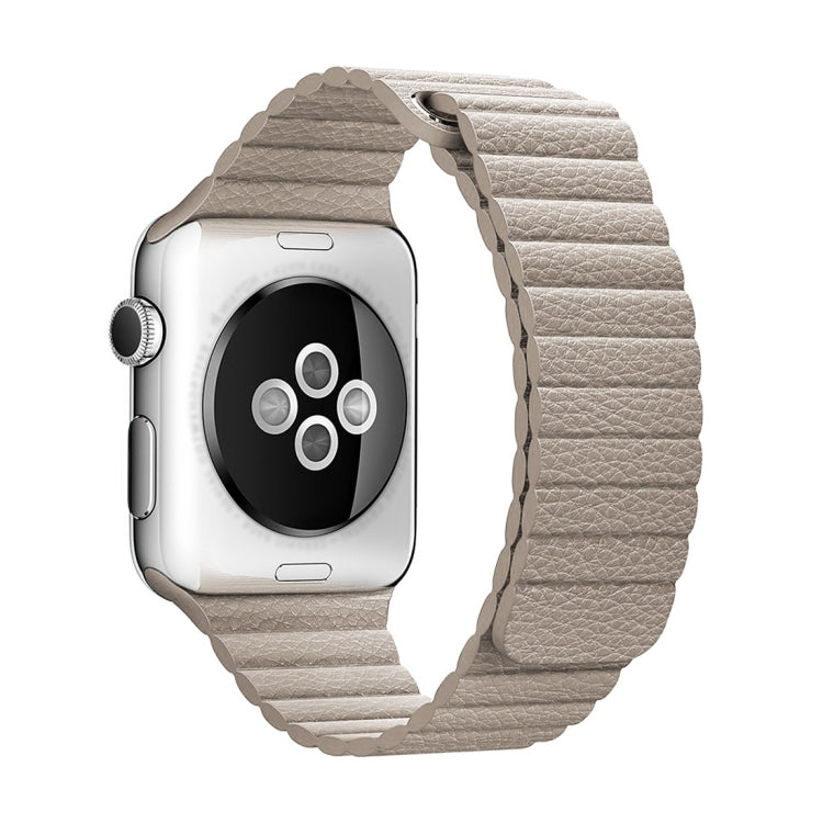 Lisslune | For Apple Watch 38mm Loop Magnetic Closure Buckle PU Leather Watch Band (Khaki)