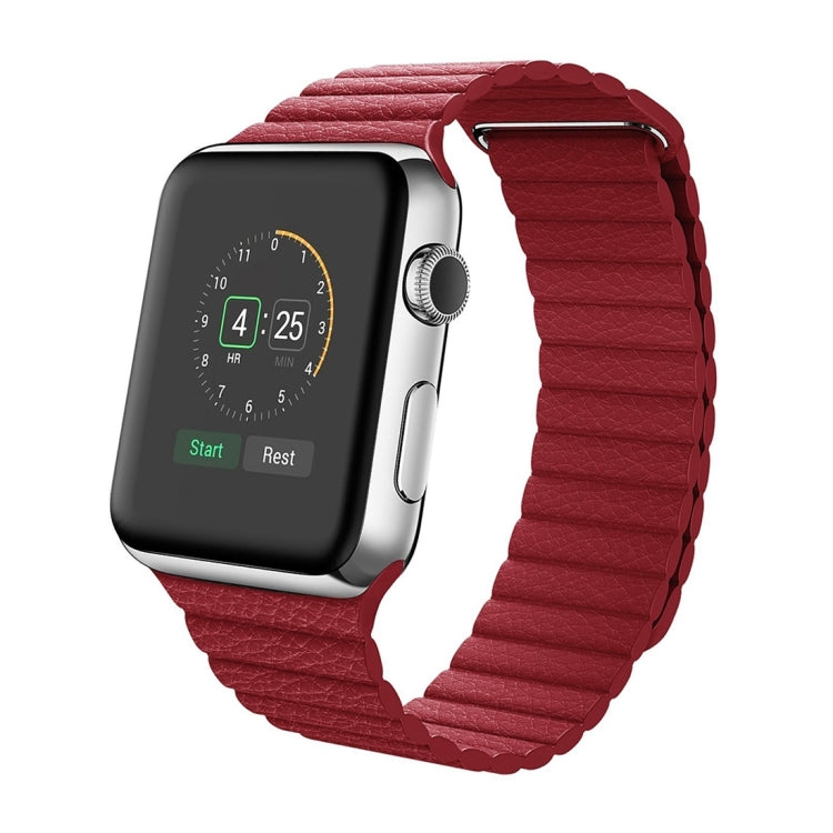 Lisslune | For Apple Watch 38mm Bow Magnet Closure PU Leather Strap (Red)