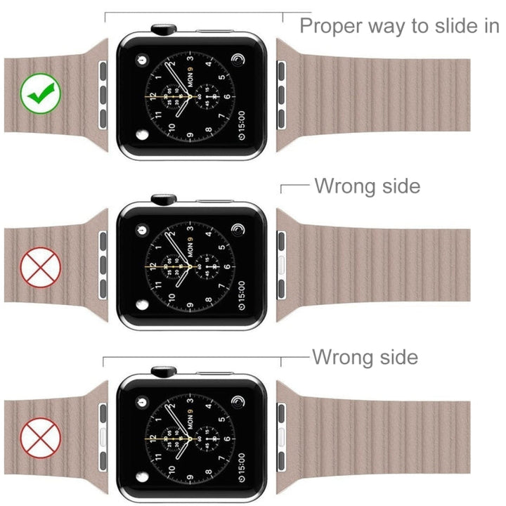 Lisslune | For Apple Watch 38mm Bow Magnet Closure PU Leather Strap (Red)