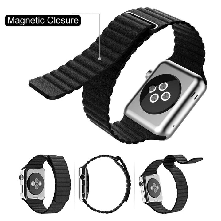 Lisslune | For Apple Watch 38mm Bow Magnet Closure PU Leather Strap (Red)