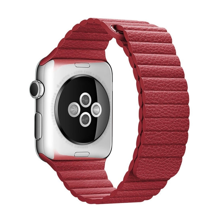Lisslune | For Apple Watch 38mm Bow Magnet Closure PU Leather Strap (Red)